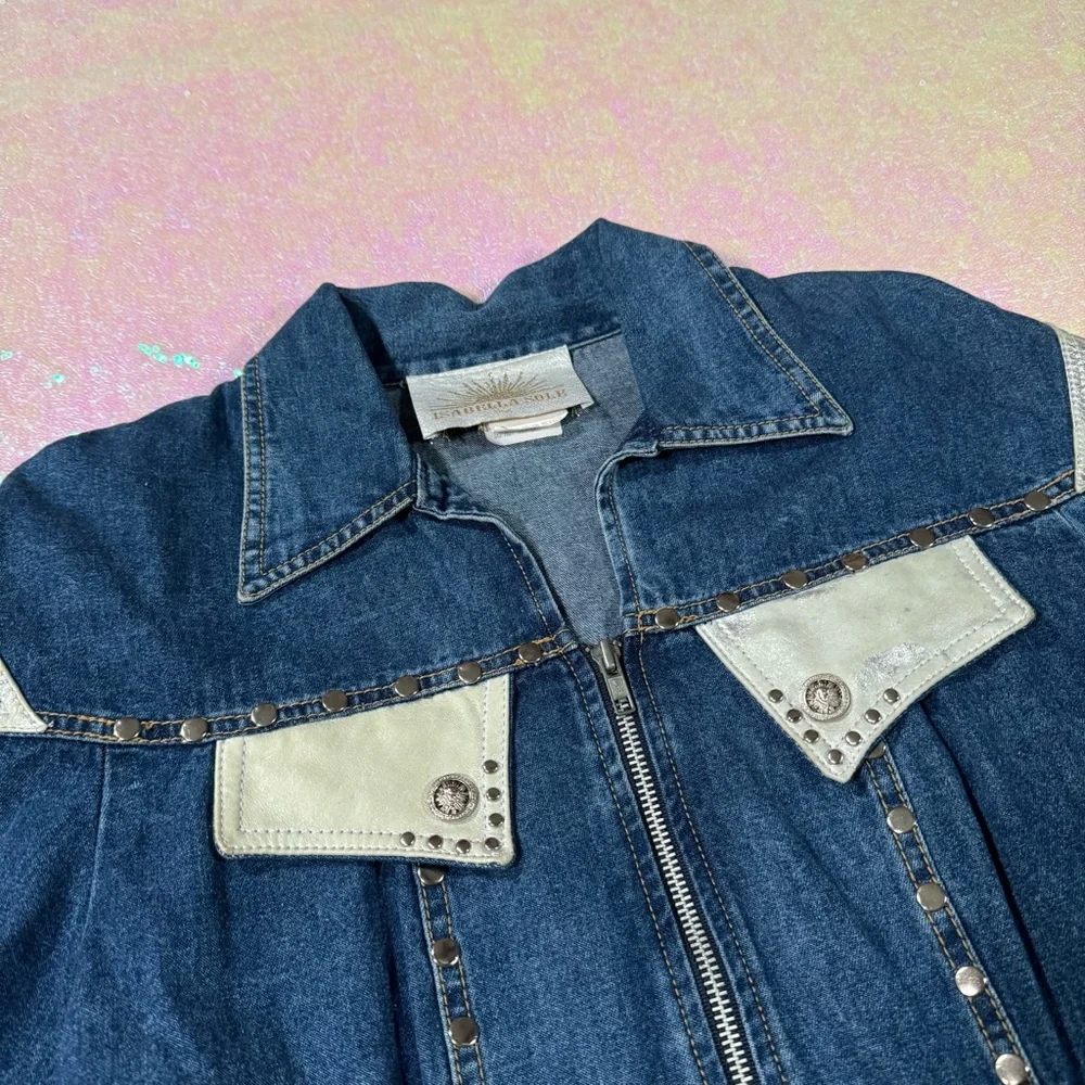 silver accent maximalist denim jacket - Picture 7 of 12